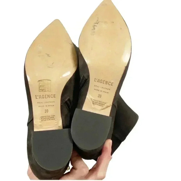 NEW L'AGENCE Jeanne Suede Block Heel Pointed Toe Bootie size 39 8.5 - Picture 6 of 9